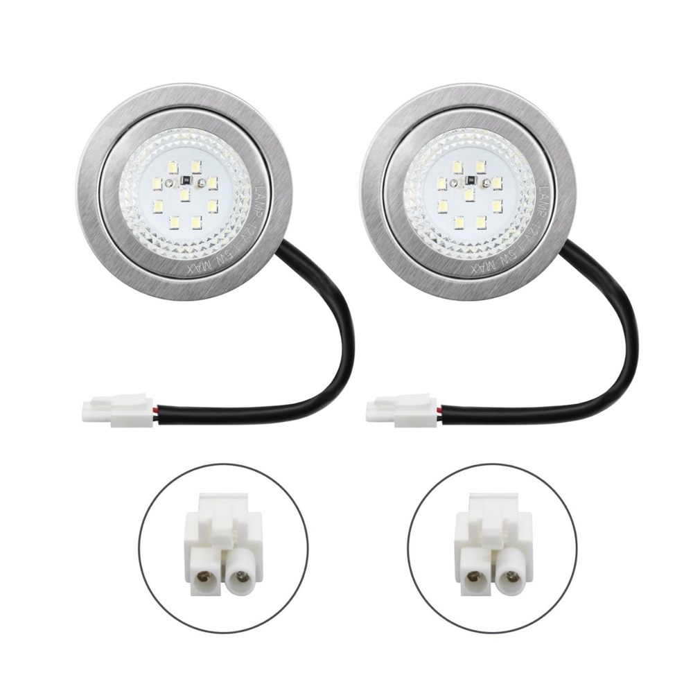 2Pack 12V DC 1.5W Range Hood LED Lights Recessed 6500K EL Socket CY-E01-3 Silver